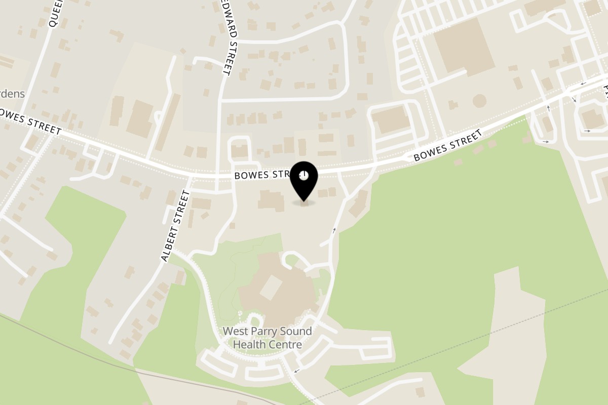 Map showing the location of Chef Maurizio's Pizzeria & Lounge on 97a Bowes Street in Parry Sound